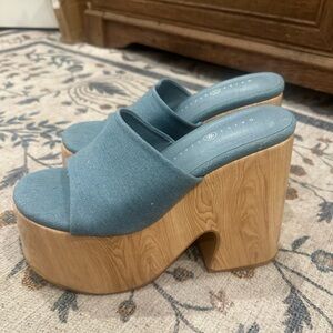 Chic Denim Blue Platform Mules